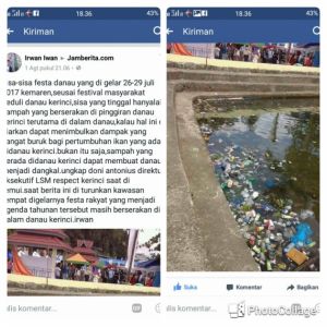 Setelah Festival Danau Kerinci Selesai, Irwan: Sisa Yang Tinggal Hanyalah Sampah