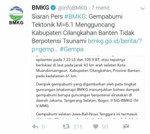 Banten Diguncang Gempa, Ini Penjelasan BMKG