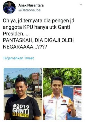 KPU Telusuri Foto Diduga Anggotanya Pakai Kaos Ganti Presiden