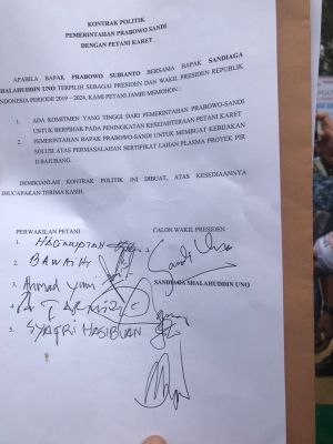 Sandi Tandatangani Kontrak Politik dengan Warga Muhajirin, Salah satunya  Minta Kejelasan Sertifikat