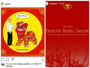 Jokowi dan Prabowo Kompak Ucapkan Selamat Tahun Baru Imlek