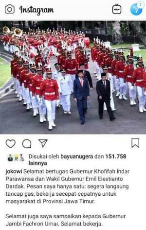 Lewat Akun Medsosnya, Jokowi Ucapkan Selamat ke Fachrori
