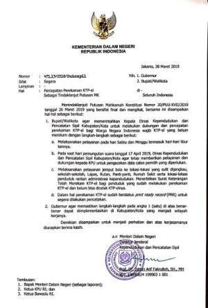 Mendagri Perintahkan Dirjen Dukcapil Tindak Lanjuti Putusan MK