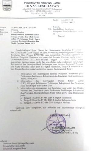 Pemprov Jambi Intruksikan Rumah Sakit Siapkan Tenaga Medis dan Obat ke Petugas Pemilu