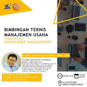 Ayo Daftar...Inkubator Bisnis dan Tehnologi LP2M Unja Akan Gelar Bintek Manajemen Usaha