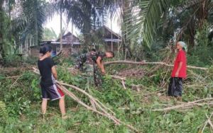 Prada Rambe, Satgas TMMD di Desa Ladang Peris Bantu Warga Cari kayu Bakar