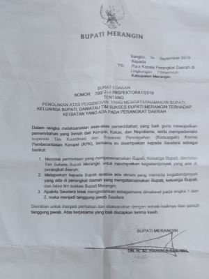 Bupati Al Haris Keluarkan SE ke OPD Tolak Permintaan Proyek Catut Nama Bupati, Keluarga dan Tim 