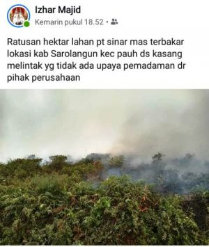 Izhar Majid Protes PT Sinar Mas karena Lahannya Ikut Terbakar