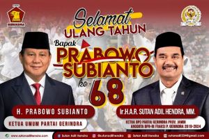 Doa dan Harapan SAH Dan Kader Gerindra Di Ulang Tahun Ke 68 Prabowo Subianto