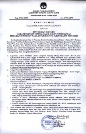 KPU Tanjabbar Umumkan Syarat Maju Pilkada Jalur Independen, Baca Disini Syaratnya