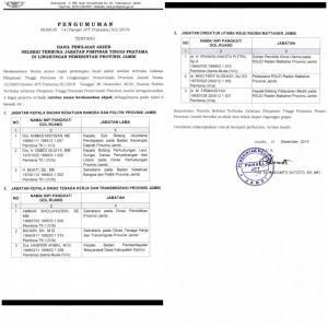 Tiga Peserta Lelang Jabatan Eselon II Pemprov Jambi Diumumkan, Ini Nama-namanya