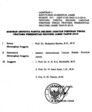 Pemprov Jambi Tanggapi Dugaan Kejanggalan dalam Pengumuman Tiga Besar Lelang Jabatan