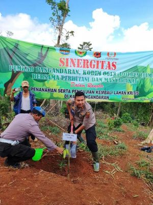 Peduli Lingkungan, Kapolres Ciamis Hadiri Penanamam Ribuan Pohon di Hutan Lindung Pangadaran