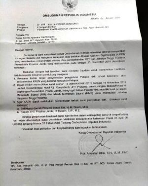 Buntut Pejabat Nonjob, Eks Kadisdik Provinsi Jambi Dkk Lapor Ke Ombudsman RI
