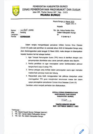 Sebelum Pilrio, Pemkab Bungo Sudah Himbau Masyarakat Antisipasi Corona