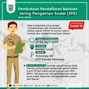 Pemkot Buka Pendaftaran JPS Bagi Warga Kota Jambi Yang Terdampak Covid-19, Ini Syaratnya