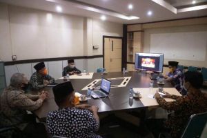 Bupati Safrial Halal Bihalal Bersama Pemprov Jambi Via Video Conference