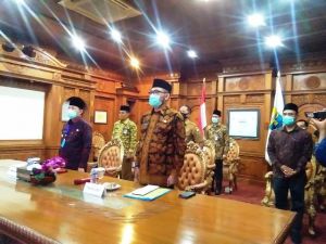 Melalui Vidcon Gubernur Jambi Hadiri Rakornas Pengawasan Intern Pemerintah
