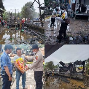Polsek Nipah Panjang  Berikan Bantuan ke Korban Kebakaran di Desa Teluk Kijing