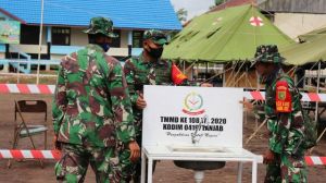 TMMD Kodim Tanjab Peduli Covid 19, Siapkan tempat Cuci Tangan di Poskotis