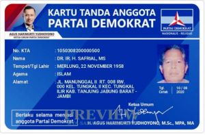 Beredar Lagi KTA Safrial Ke Demokrat, Ady: Safrial Tetap Kader PDIP