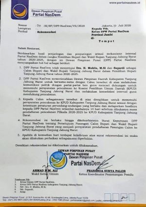 Dapat Rekom NasDem, Muklis-Supardi Pastikan Maju Pilbup Tanjabbar