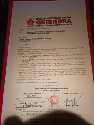 Fachrori Ganti Cawagubnya dengan Syafril Nursal Bukan Safrial, Ini Tanggapan Gerindra Jambi