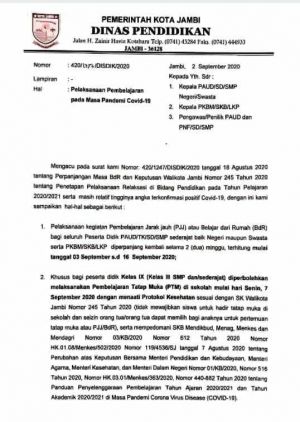 Pemkot Kembali Perpanjang Masa Belajar di Rumah Sampai 16 September 2020