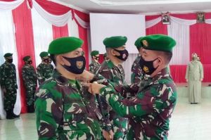 Dandim 0420/Sarko Pimpin Upacara Kenaikan Pangkat Prajurit Periode 01-10-2020