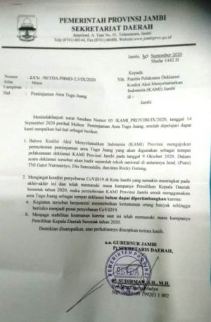 Pemprov Jambi Tolak Pinjamkan Tugu Juang Untuk Deklarasi KAMI