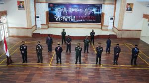 Upacara HUT ke-75 TNI di Tengah Pandemi Covid-19, Danrem Gapu Ikuti Upacara Secara Virtual
