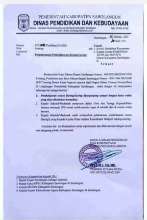 Pembelajaran Daring Di Sarolangun Kembali Diperpanjang