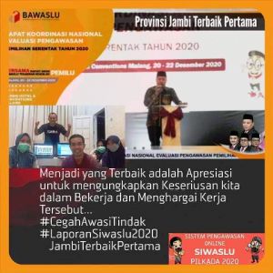 Selamat...Bawaslu Jambi Raih Laporan Sistem Pengawasan Terbaik Satu se Indonesia