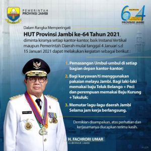 Gubernur Instruksikan Seluruh Jajaran Sambut HUT Jambi dengan Simbol Kebudayaan