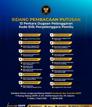 Besok DKPP Putuskan Kasus Ketua Bawaslu Tanjabtim dan Anggota KPU Kota Jambi