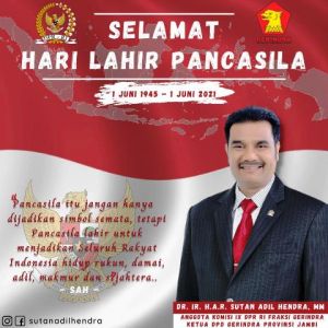 Hari Lahir Pancasila, SAH Ajak Masyarakat Gotong Royong Hadapi Covid-19