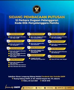 DKPP Hari Ini Putuskan Tiga Kasus Dugaan Pelanggaran Etik di Jambi