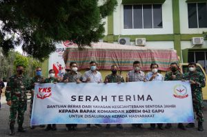 Korem 042/Gapu Terima Bantuan Beras Dari Yayasan Kesejahteraan Sentosa Jambi