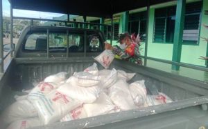 Kodim 0420/Sarko Mulai Distribusikan Bantuan Beras Ke Mayarakat