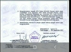 Beredar Surat Instruksi Minta DPD Golkar Keluarkan SK Budi Setiawan