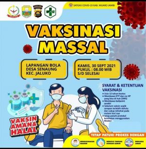 Belum Vaksin, Silakan Datang Ke Desa Senaung Muarojambi Besok