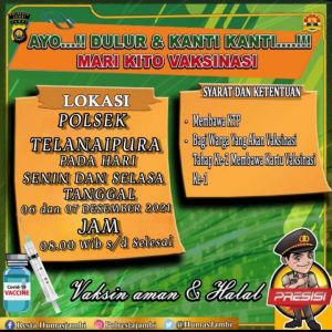 Polresta Jambi Gelar Vaksinasi 2 Hari Terpusat Di Polsek Telanaipura