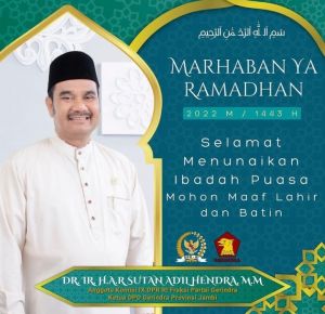 Ketua DPD Gerindra Provinsi Jambi, SAH Ucapkan Selamat Menunaikan Ibadah Puasa