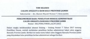 Mau Tahu Siapa Saja Pendaftar Bawaslu Jambi Lolos Administrasi? Cek Disini