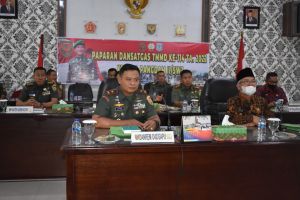Danrem 042/Gapu Ikuti Paparan Para Dansatgas TMMD ke-114 ke Pangdam II/Swj Secara Virtual