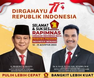 Bismillah, SAH Sampaikan Dukungan Pejuang Gerindra Jambi Untuk Pak Bowo Presiden di Rapimnas