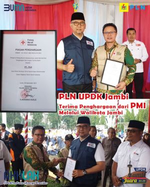 Aktif Gerakan Kegiatan Kemanusiaan, PLN UPDK Jambi Terima Penghargaan dari PMI Jambi