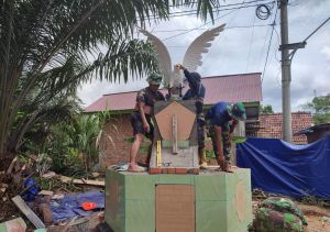 Penampakan Tugu TMMD di Desa Kembang Seri Baru Jadi Bukti Sinergisitas TNI-Rakyat