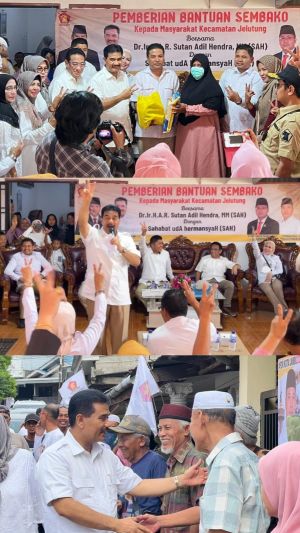 SAH Bagikan Ribuan Paket Sembako, Disambut Histeris Warga Jelutung