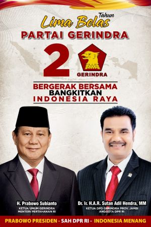 HUT Ke-15 Partai Gerindra, SAH Pasang 100 Billboard, Minta Kader Bergerak Jadikan Prabowo Presiden